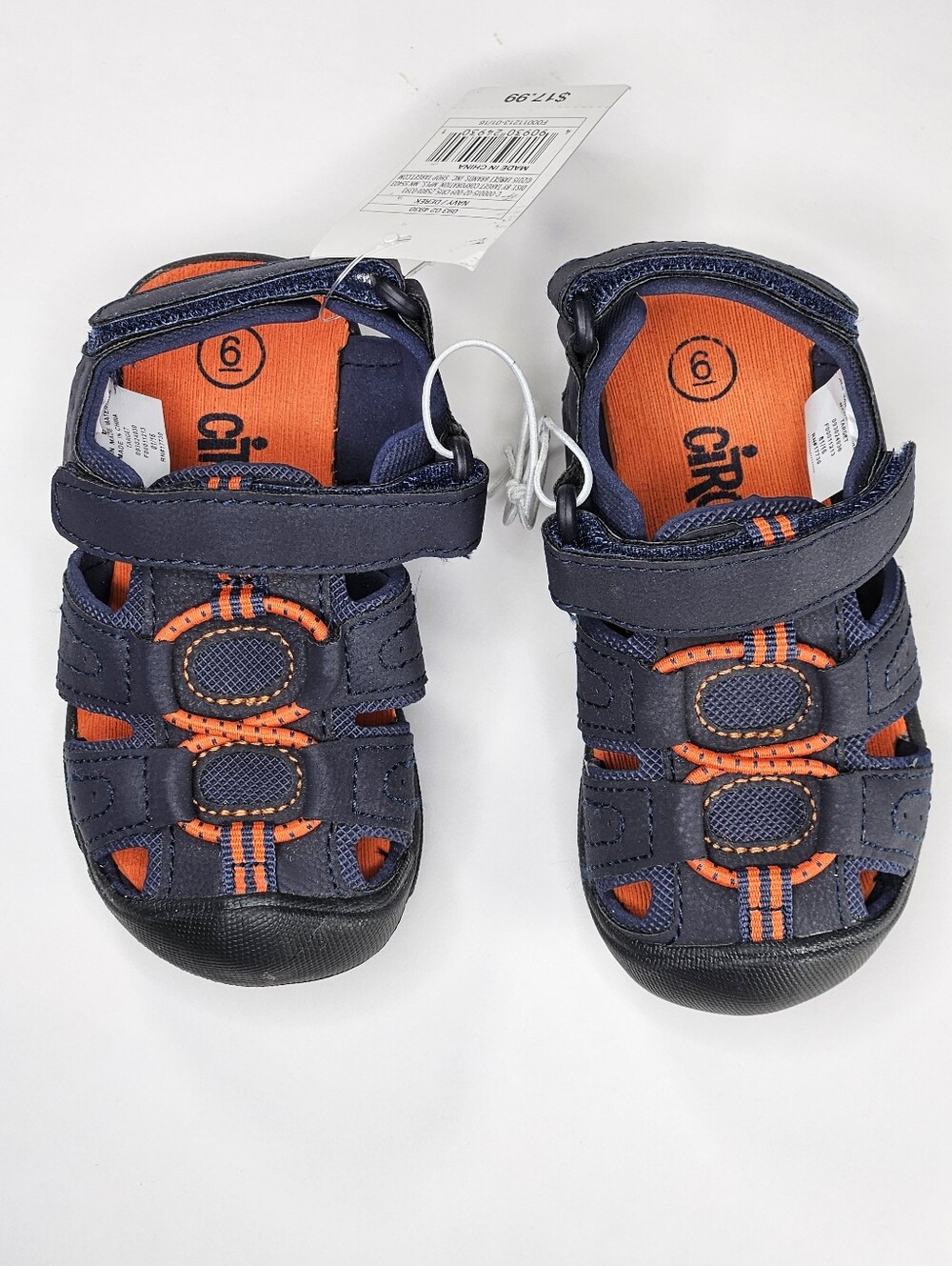 Circo blue and orange kids sandal with strap closures - size 6